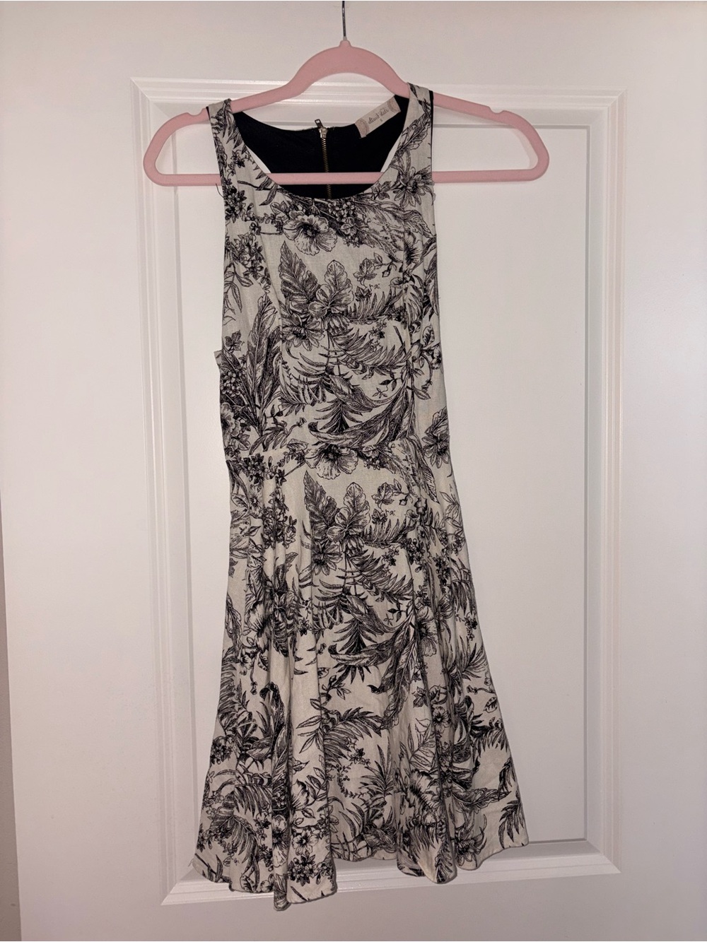 Altar'd State Black and White Floral A-Line Mini Dress